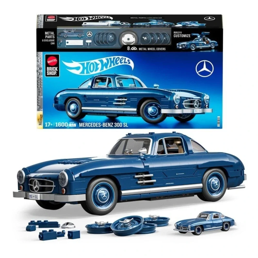 Mattel Brick Shop Hot Wheels Mercedes-Benz 300 SL Building Set 1600pcs | SEALED